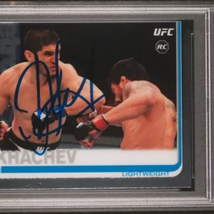 2019 Topps Chrome UFC #92 Islam Makhachev Signed Rookie Card Auto Psa MINT 9/9