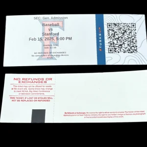Rintaro Sasaki NCAA COLLEGE DEBUT Ticket Stub 2/15/2025 Stanford Cardinals Japan