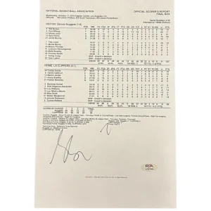 Shai Gilgeous-Alexander Signed NBA DEBUT 10/17/2018 Official Scorers Report PSA