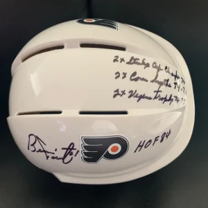 BERNIE PARENT HAND SIGNED  FLYERS HOCKEY MINI-HELMET+JSA         4 INSCRIPTIONS
