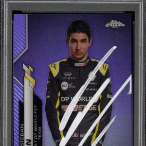 2020 Topps Chrome F1 #10 Esteban Ocon Signed Purple Rookie Card Auto /399 PSA RC