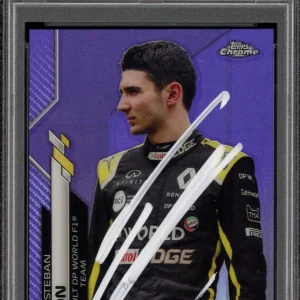 2020 Topps Chrome F1 #183 Esteban Ocon Signed Purple Rookie Card Auto /399 PSA