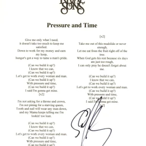 Scott Holiday RIVAL SONS Signed Pressure & Time Lyric Sheet Autograph ACOA COA