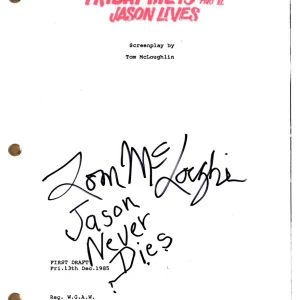 Tom McLoughlin Friday the 13th Jason Lives Signed Autograph Movie Script ACOA