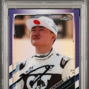 2021 Topps Chrome F1 #49 Yuki Tsunoda Purple Ref Rookie /399 PSA MINT 9 AUTO RC