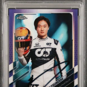 2021 Topps Chrome F1 #173 Yuki Tsunoda Purple Ref Rookie /399 PSA MINT 9 AUTO RC