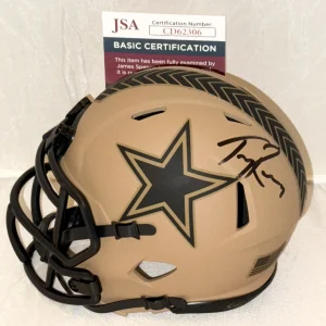 Tony Romo signed Dallas Cowboys Salute To Service mini helmet JSA