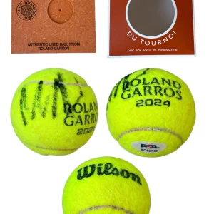 Mirra Andreeva Signed 2024 French Open Match Used Tennis Ball SF PSA/DNA AUTO