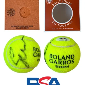 Iga Swiatek Signed 2024 French Open Match Used Tennis Ball CHAMPION PSA/DNA AUTO