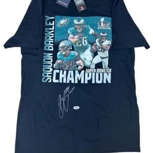Saquon Barkley Signed Philadelphia Eagles Super Bowl LIX Champions Shirt PSA/DNA