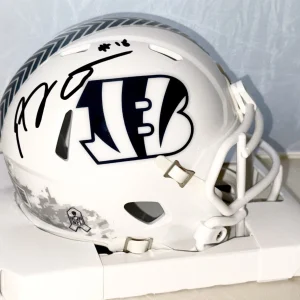 A. J. Green signed Cincinnati Bengals Salute To Service mini helmet Beckett Witn