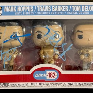 Tom Delong Mark Hoppus Travis Barker Signed Blink 182 Funko Pop JSA COA All 3