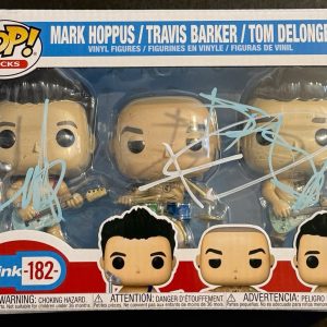 Tom Delong Mark Hoppus Travis Barker Signed Blink 182 Funko Pop JSA COA All 3