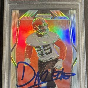 David Njoku Signed 2017 Silver Prizm Rookie Card Cleveland Browns PSA/DNA Slab