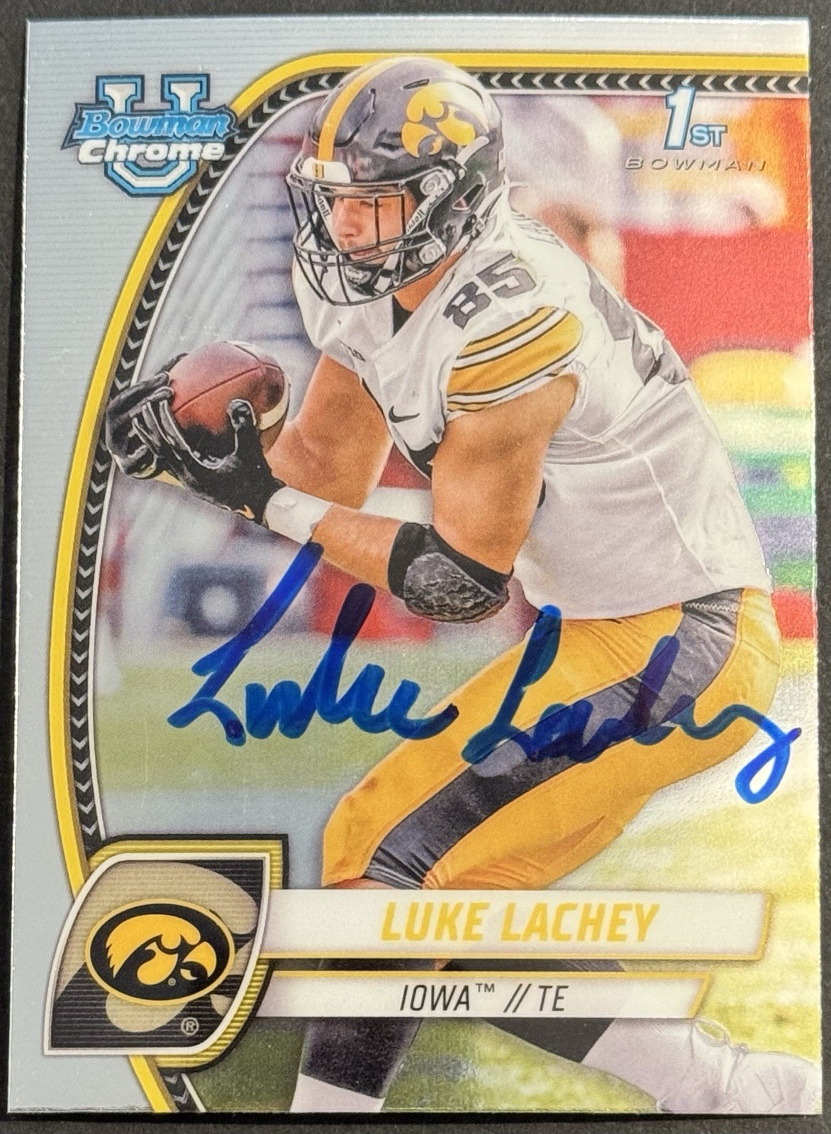 Luke Lachey Signed Iowa Hawkeyes 2024 Bowman Chrome U Rookie Card