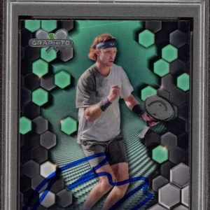 2024 Topps Graphite Tennis #7 Andrey Rublev Aqua Rookie /199 PSA MINT 9 AUTO RC