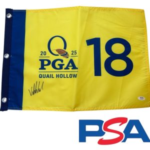 Viktor Hovland Signed 2025 PGA CHAMPIONSHIP Quail Hollow Golf Pin Flag PSA AUTO