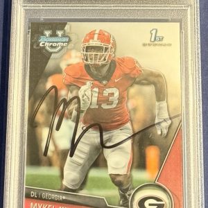 Mykel Williams Signed 2023 Bowman U Chrome Rookie Card PSA/DNA Slabbed Georgia