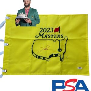 Jon Rahm Signed 2023 Masters Champion Flag PSA AUTO Augusta National Golf Club