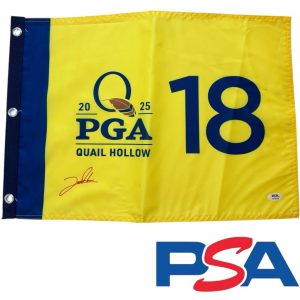 Jon Rahm Signed 2025 PGA CHAMPIONSHIP Quail Hollow Golf Pin Flag PSA/DNA AUTO