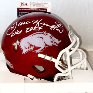 Dan Hampton signed Arkansas Razorbacks mini helmet W/ CHOF Inscrip JSA Witnessed
