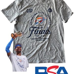 Shai Gilgeous-Alexander Signed 2025 Western Champions NBA FINALS Shirt OKC PSA