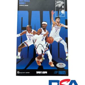 Shai Gilgeous-Alexander Signed 2025 NBA FINALS Debut Game 1 Program PSA AUTO OKC