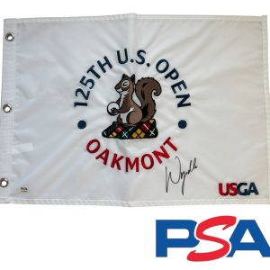 Wyndham Clark Signed 2025 125th US OPEN CHAMPIONSHIP Golf Flag OAKMONT PSA AUTO