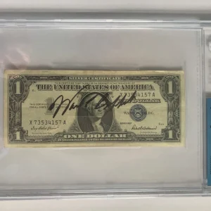 WARREN BUFFETT HAND SIGNED 1957 SILVER CERTIFICATE   RARE    JSA+BECKETT SLABBED