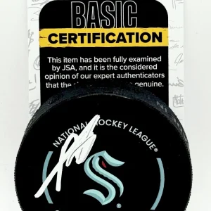 Adam Larsson signed Seattle Kraken Official Game Puck autographed JSA COA