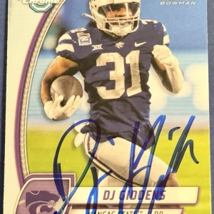 DJ Giddens Signed Kansas State 2024 Bowman Chrome U Rookie Card BAS Beckett