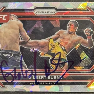 Gilbert Burns Signed 2023 Panini Prizm Cracked Ice UFC Base Card BAS Beckett COA