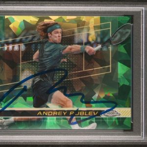 2024 Topps Chrome #34 Andrey Rublev 1st Green Sapphire /125 AUTO PSA MINT 9/10