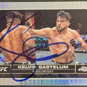 Kelvin Gastelum Signed 2024 Topps Chrome Refractor UFC Base Card BAS Beckett