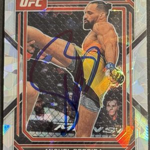 Michel Pereira Signed 2023 Panini Prizm Cracked Ice UFC Card BAS Beckett On Card