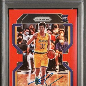 2021 Panini Prizm #165 Austin Reaves Signed Red Prizm Rookie Auto /299 PSA DUAL