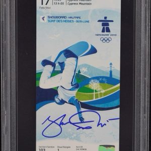 Shaun White Signed 2010 Olympics Snowboard Halfpipe Gold Medal Ticket PSA MINT 9