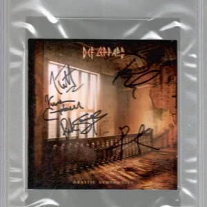 DEF LEPPARD HAND SIGNED DRASTIC SYMPHONIES CD INSERT     5 SIGNED    PSA SLABBED
