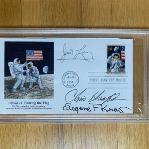LOVELL+KRANZ+KRAFT SIGNED APOLLO 11 FIRST DAY COVER 3 SIGNED JSA+PSA SLABBED