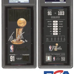 Nikola Topic Signed 2025 NBA FINALS CHAMPIONS Ticket PSA GEM MT 10 AUTO THUNDER