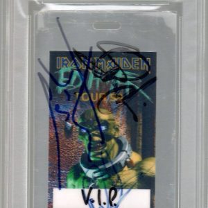 IRON MAIDEN HAND SIGNED 1999 BACKSTAGE PASS        SIGNED BY 3       PSA SLABBED