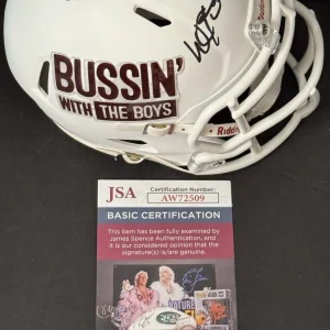Taylor Lewan Will Compton Signed Custom Bussin With The Boys Mini Helmet JSA COA