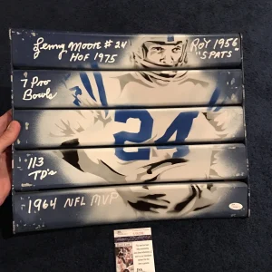 LENNY MOORE SIGNED BALTIMORE STADIUM STAT SEAT COLTS FOOTBALL JSA 6 INSCRIPTIONS