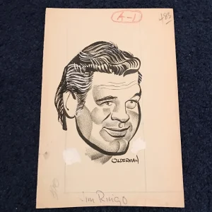 JIM RINGO DRAWING ARTWORK BY SPORTS CARTOONIST MURRAY OLDERMAN PACKERS
