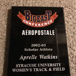 APRELLE WATKINS DUANY SYRACUSE SCHOLAR ATHLETE PLAQUE KUETH