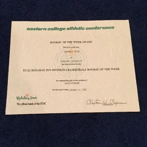 LAWRENCE MOTEN ECAC ROOKIE OF WEEK AWARD SYRACUSE BASKETBALL