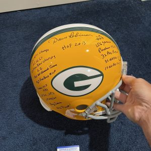 Dave Robinson SIGNED Green Bay Packers F/S STAT HELMET 18 INSCRIPTIONS PSA
