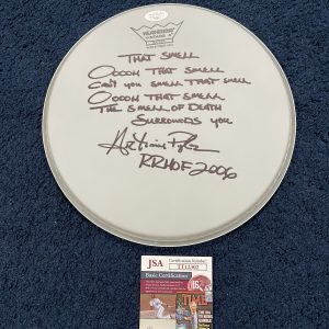 Artimus Pyle Lynyrd Skynyrd SIGNED Drum Head With That Smell Lyrics JSA