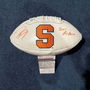 Dwight Freeney Signed F/S Syracuse Logo Football JSA 2001 All American