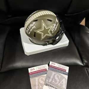 Randy White Bob Lilly Drew Pearson Signed STS Mini Helmet JSA Cowboys